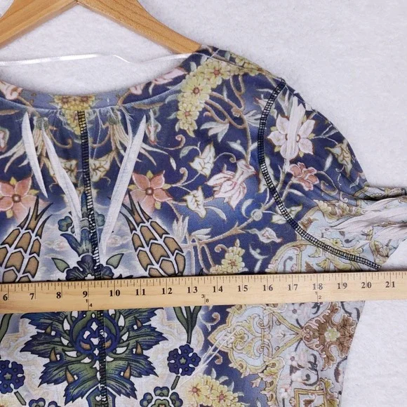 Energie 2X Boho Tunic Top Multicolor Bell Sleeve Floral Print Blouse - Picture 8 of 9